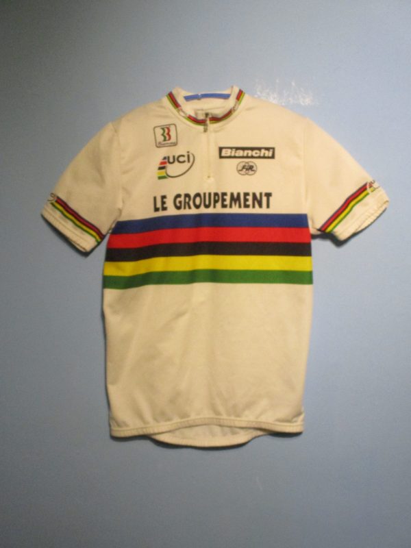 Das Regenbogen-Trikot der Groupe Bianchi von 1995